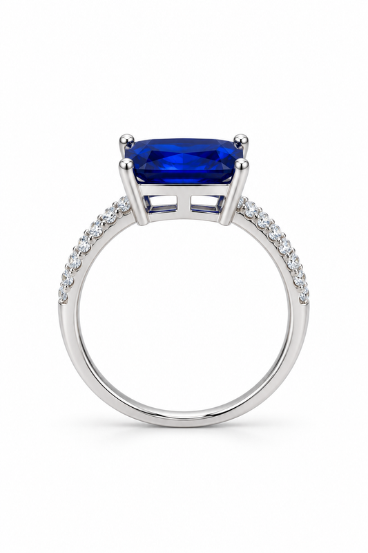 Anello Zaffiro Royal in argento, vista laterale della montatura