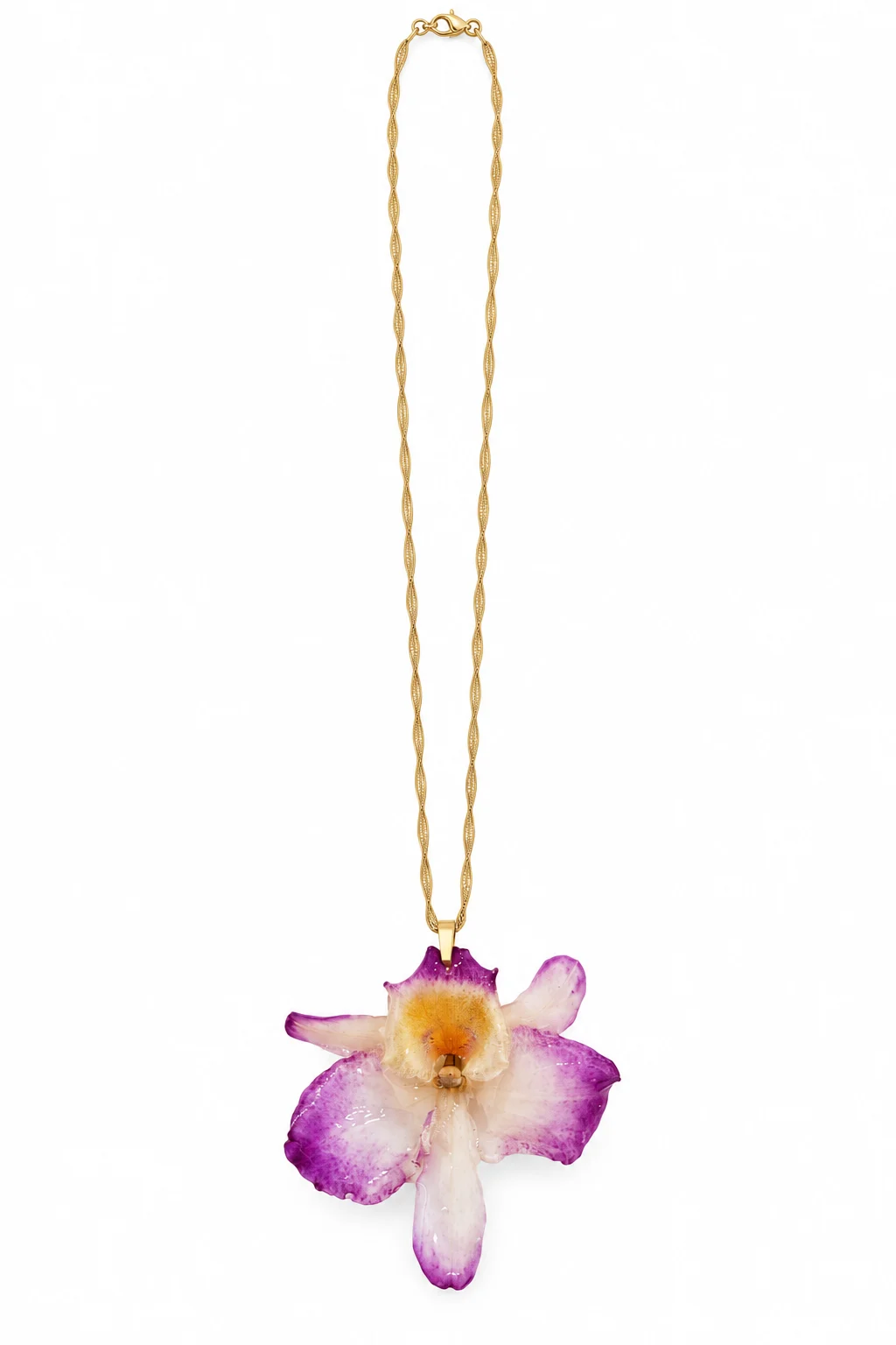 Incanto d’Orchidea – Collana con orchidea vera resinata