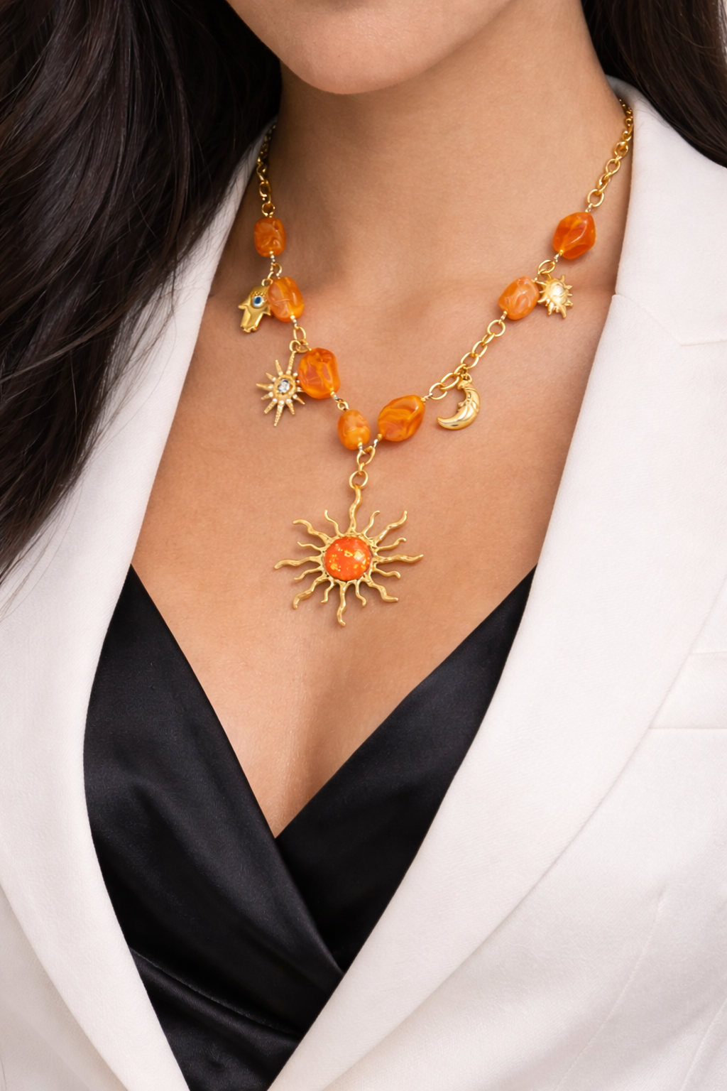 Collana Aura Doré – Arancio / Bianco