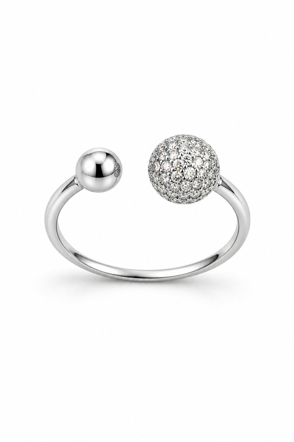 Anello Doppia Luce in argento con zirconi - vista frontale