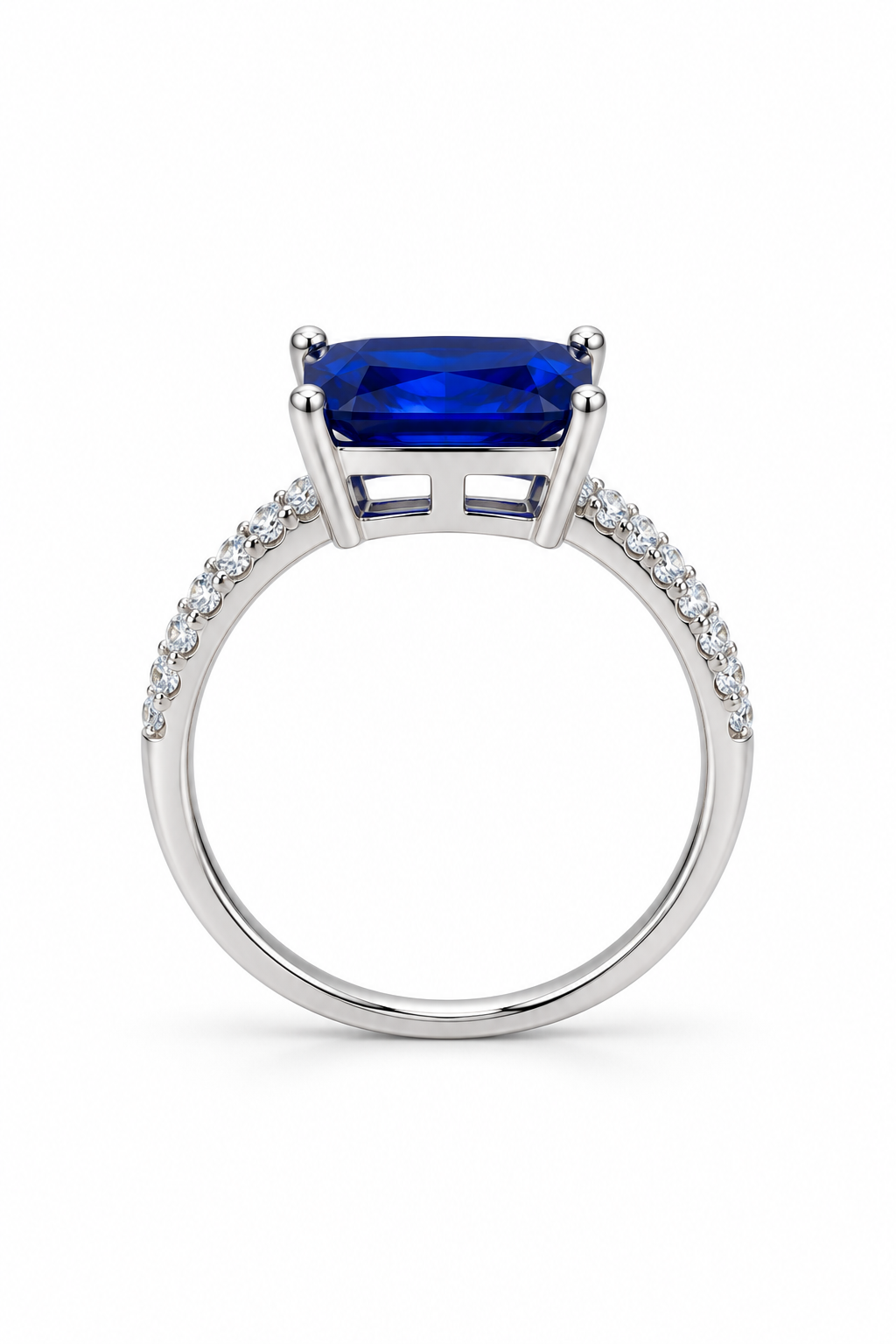 Anello Zaffiro Royal in argento, vista laterale della montatura
