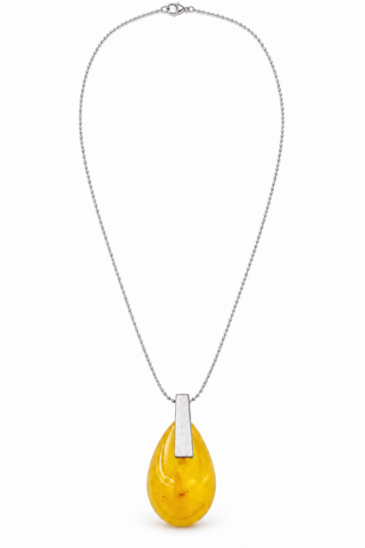 Collana Luce Baltica con pendente a goccia in ambra gialla del Baltico